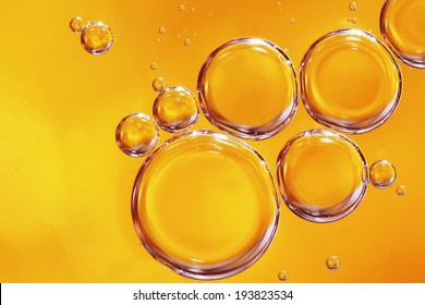 Yellow Water Bubbles Abstract Light Illumination.