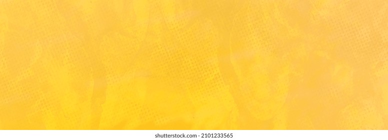 Yellow Watercolor Or Acrylic Pattern On Paper Texture. Panoramic Background In Grunge Style. Perfect For Spring Projects And Banner.	