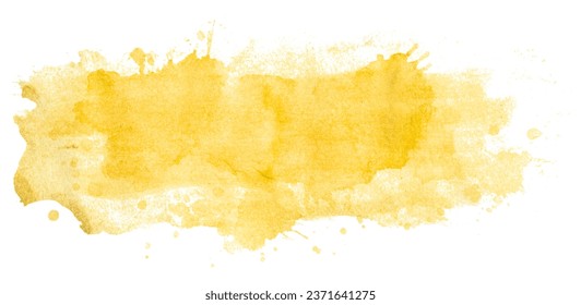 yellow watercolor background. Artistic hand paint. isolated on white background