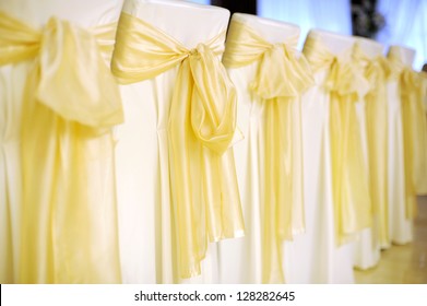 Yellow Wedding Chairs At Restaurant