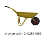 Yellow wheelbarrow is a tool in the construction site or garden isolated on a white background included clipping path.