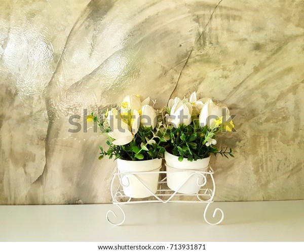 Yellow White Artificial Flowers Vase Stock Photo Edit Now 713931871