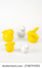 Yellow and White Ceramic Easter Bunny Figurines