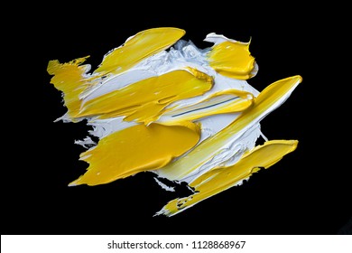 Yellow And White Oil Paint On A Black