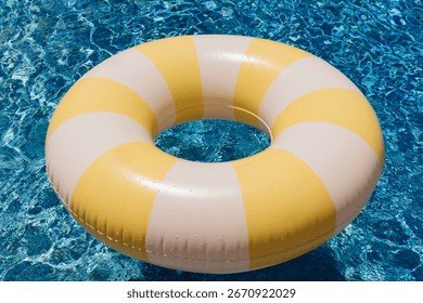 Yellow and White Pool Float Close-Up