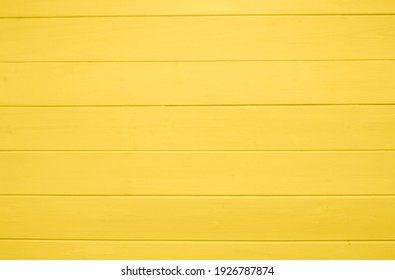 Yellow Wooden Texture Background. Copy Space, Text Place. Wood Finish Material Shop. Natural Banner. Painted Plank Timber. Wall Lining. Rustic Mockup. Indoor Interior. Horizontal Lines. Pantone Color.