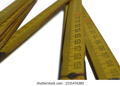 Yellow Wooden Workers  Old School Ruler.