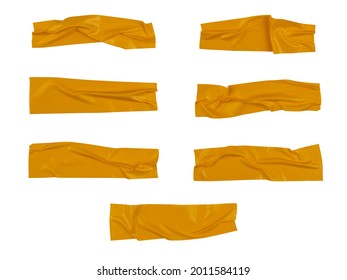 Yellow wrinkled adhesive tape isolated on white background. Yellow Sticky scotch tape of different sizes. - Shutterstock ID 2011584119