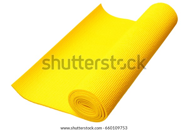 Yellow Yoga Mat Isolated On White Stock Photo Edit Now 660109753