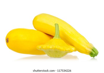 Yellow Zucchini Squash Isolated On White Background