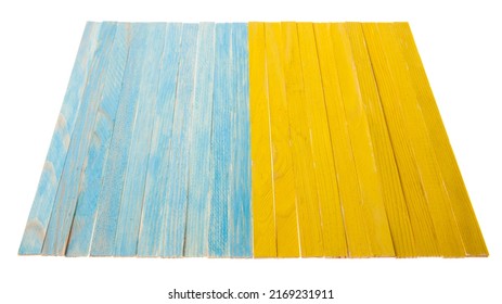 Yellow-blue wooden background isolated on white background. Detail for design. design elements. macro. full focus. Background for business cards, postcards and posters