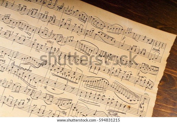 Yellowed Time Sheet Music Notation Manuscript Stock Photo (Edit Now ...