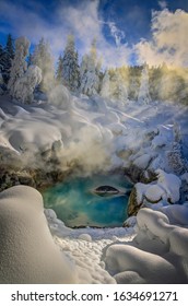 Yellowstone geothermal features in wintertime