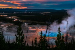 Yellowstone National Park After Sunset Grand Prizmatic Overlook