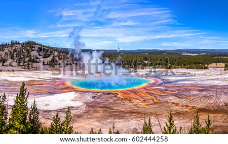 Yellowstone National park geyser in America