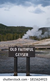 Yellowstone National Park Old Faithful Geyser Information Sign, Wyoming, USA