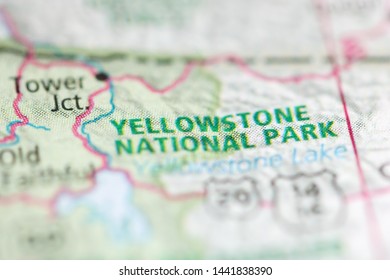 Yellowstone National Park On A Geographical Map Of USA