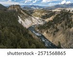 The Yellowstone river from the Calcite Springs overlook in the northern part of Yellowstone National Park