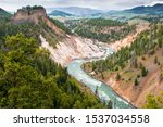 Yellowstone River in Wyoming, USA. Nature landscape