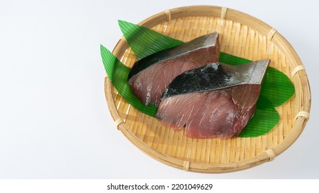 Yellowtail Fillet On A Bamboo Basket.