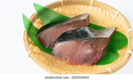 Yellowtail Fillet On A Bamboo Basket.