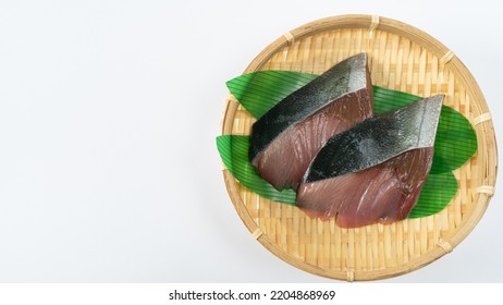 Yellowtail Fillet On A Bamboo Basket.