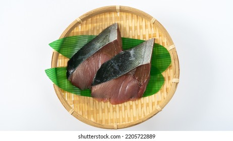 Yellowtail Fillet On A Bamboo Basket.