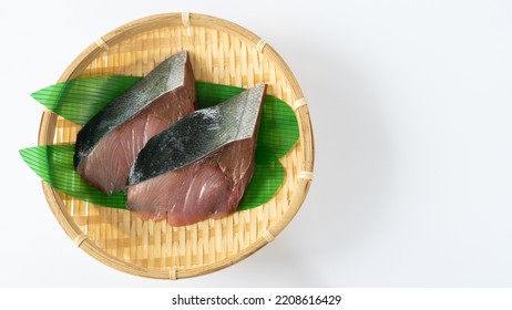 Yellowtail Fillet On A Bamboo Basket.