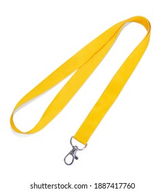 Yelow Lanyard Neck Strap with Metal Lobster Clip on white background