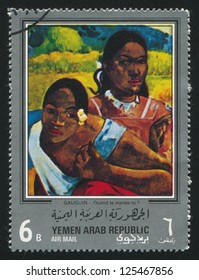YEMEN - CIRCA 1972: stamp printed by Yemen, shows Quand te maries tu by Gauguin, circa 1972