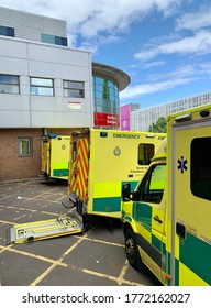 Yeovil, UK - 6th Jul 2020: Ambulances Outside NHS Hospital UK