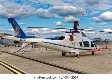 Yeovilton, Somerset / UK - July 8 2017: The UK Defence Research Organisation Empire Test Pilots School MOD Boscombe Down QinetiQ Agusta A109E Power Helicopter At RNAS Yeovilton Air Day 2017