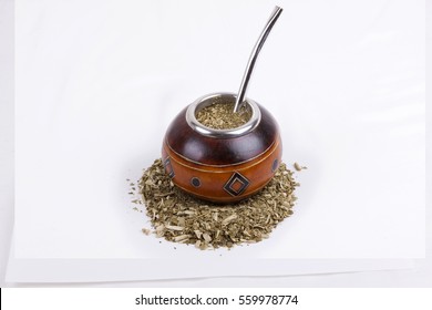 Yerba Mate Cup And Straw, Traditional Drink Of Argentina.