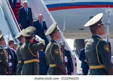 YEREVAN, ARMENIA - 1 OCTOBER 2019: Russian President Vladimir Putin Leaves The Plane In Zvartnots International Airport To Attend The Supreme Eurasian Economic Council In Yerevan, Armenia.