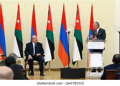 Yerevan, Armenia - 11 February 2020: Official Welcoming Ceremony For King Abdullah II Of Jordan.