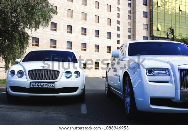 Yerevan, Armenia - 15 October 2017.\
The\
british luxury cars are always been most wanted rich people\'s toys.\
Rolls-Royce Ghost and Bentley\
Continental