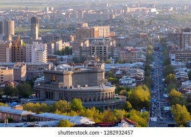 Yerevan, Armenia - April, 2010: Panorama Of Yerevan And Mesrop Mashtots Avenue.