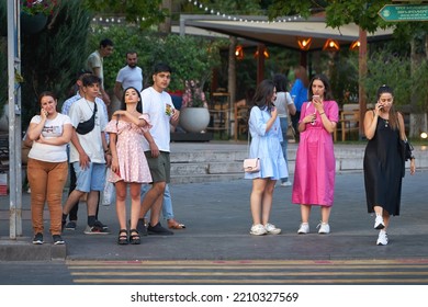 Yerevan, Armenia - August 15, 2021: Armenian People On The Street Of Yerevan