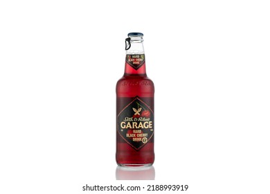 Yerevan Armenia - August 9, 2022: Garage Hard Black Cherry Drink On A White Background.