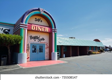 Yermo, Usa - July 26, 2017: Peggy Sue's 50's Dinner. Traditional American Dinner on road to Las Vegas.