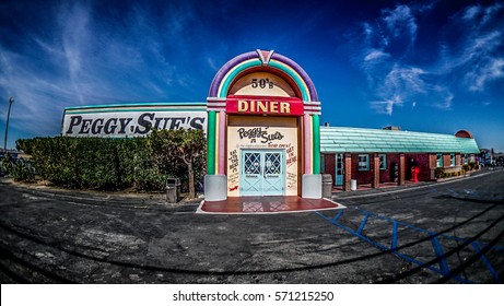 Yermo, USA - November 27, 2016: Peggy Sue's 50's Dinner - Traditional American Dinner on road to Las Vegas.