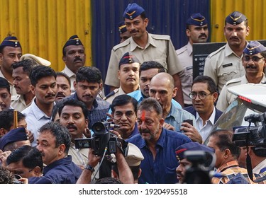 Yerwada, Pune, Maharashtra, India - Feb 25, 2016 Bollywood Actor Sanjay Dutt Come Out From Yerawada Central Jail At Pune, Maharashtra, India