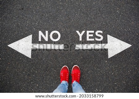 Yes no right wrong answer business concept indecisive solution decision decide choice
