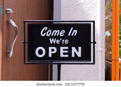 yes we're open sign , vintage restaurant sign , Open sign in street cafe - Powered by Shutterstock