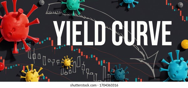 Yield Curve Theme With Viruses And Downward Stock Price Charts