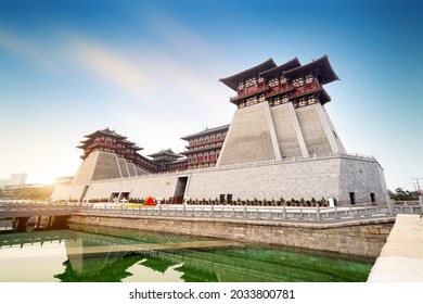 Yingtian Gate is the south gate of Luoyang City in the Sui and Tang Dynasties. It was built in 605. - Shutterstock ID 2033800781