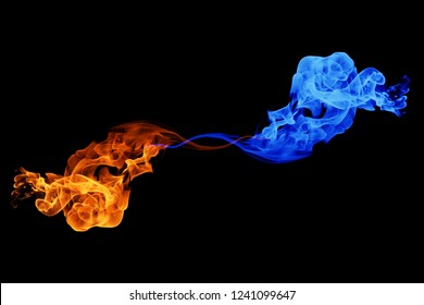 Yin-yang Symbol, Fire And Ice, Abstract Background