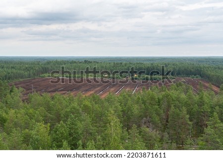 Yli-Valli, Finland - 20.07.2022: Peat bog which has been used to take out alot of peat. Recovering nature in the middle of Finland. Stock photo © 