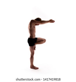 Yoga Alphabet. The Letter F Formed By Gymnast Body