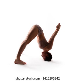 Yoga Alphabet. The Letter N Formed By Gymnast Body